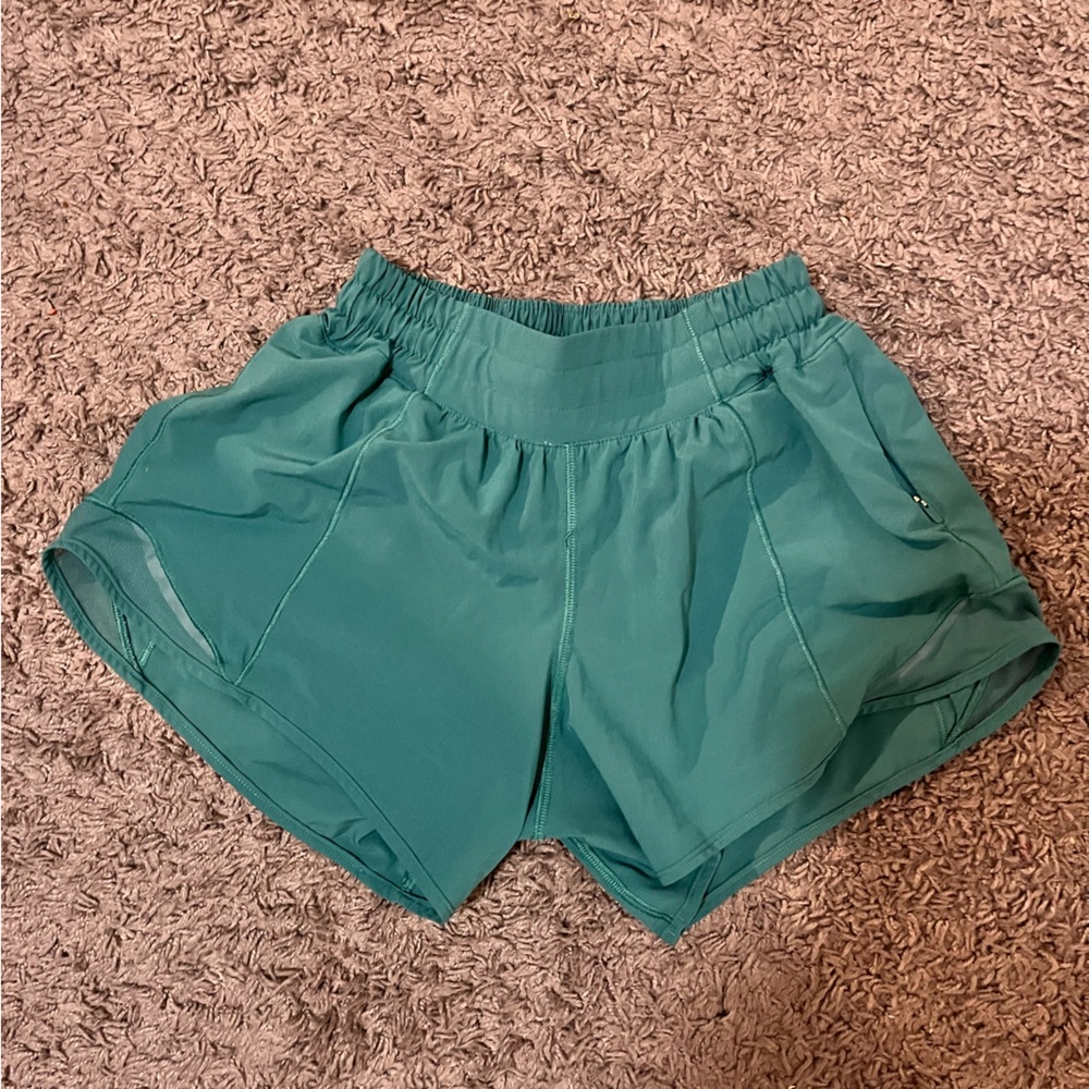Lululemon hotty hot shorts, 4’ inseam, teal color no longer sold